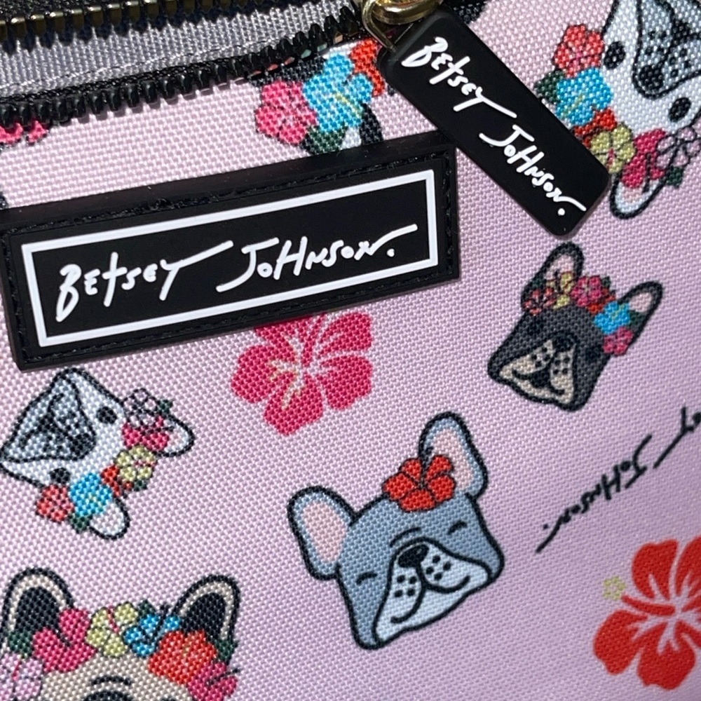 BETSEY JOHNSON Insulated Cube Lunch Tote In Flower Crown Pups - Picture 3 of 13